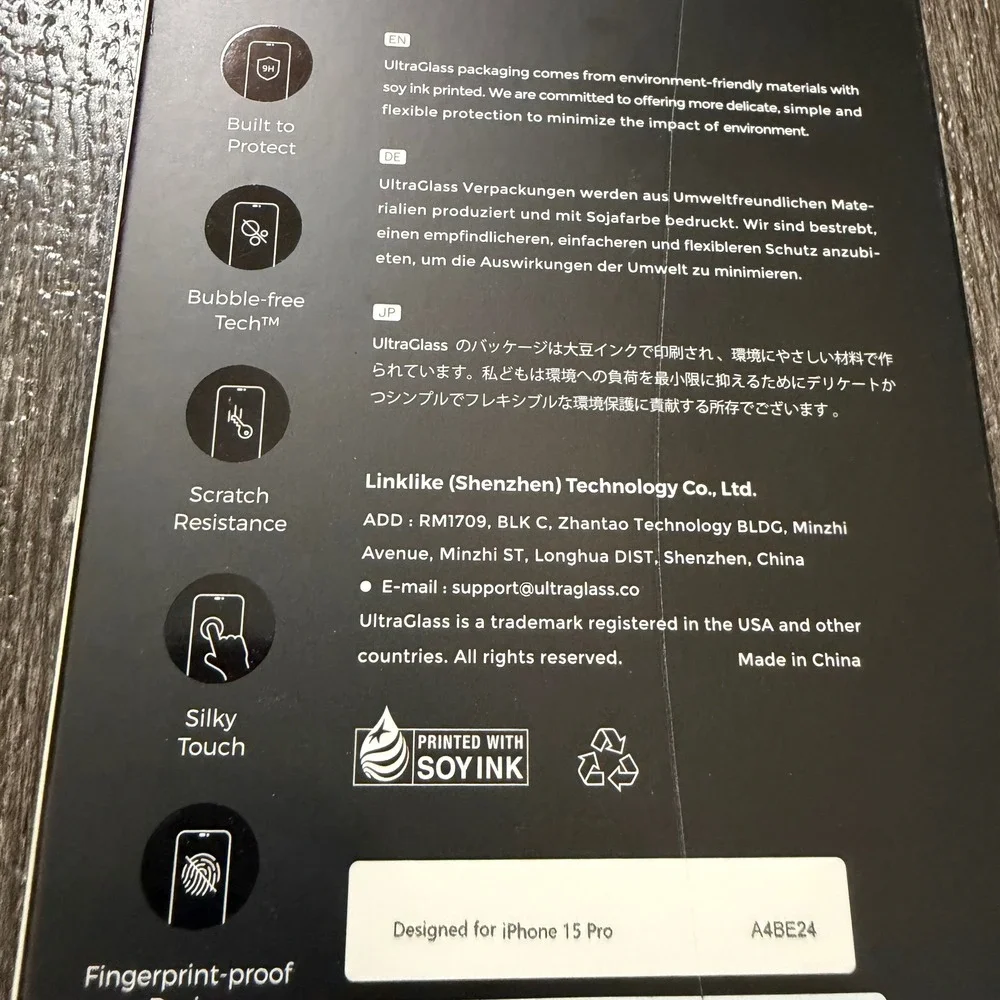 UltraGlass Screen Protector iPhone 15 Pro Unisex 6.1 Clear 9H Tempered Glass 2pk